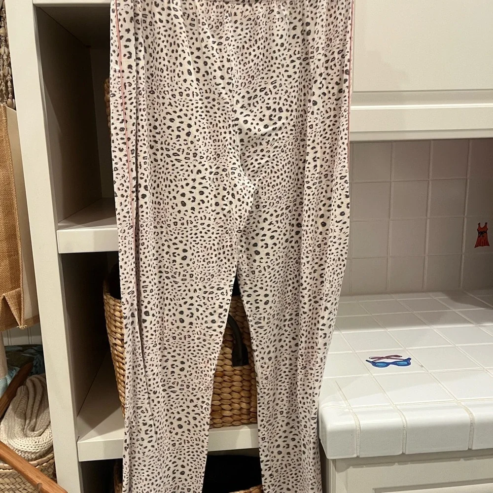 PJ Salvage Pink Leopard-Print Button Pajama Set